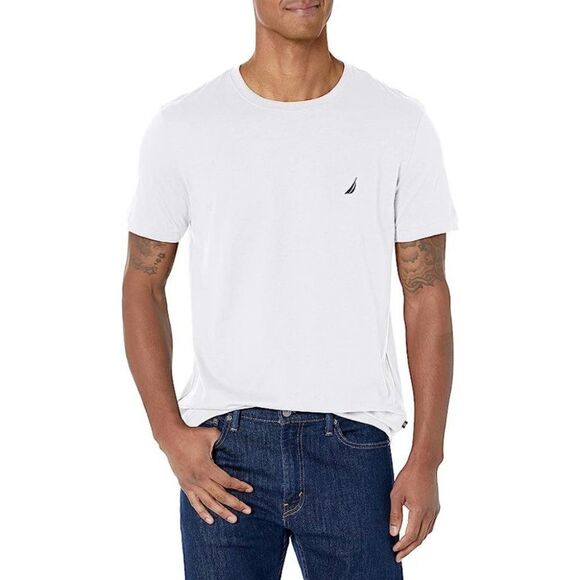 Nautica Men's White Short Sleeve Solid Crew Neck T-Shirt Size Large - Picture 1 of 8